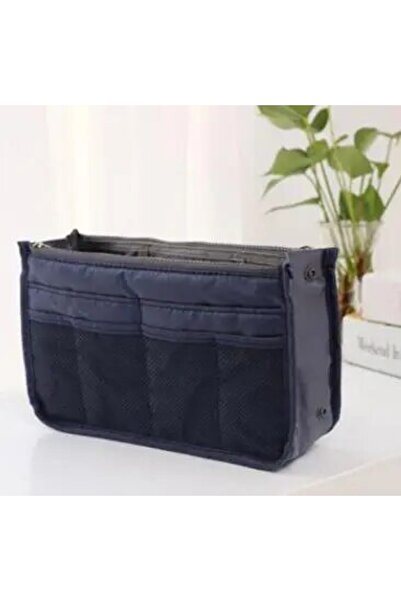 choice2 حقيبة مكياج متعددة الوظائف كبيرة السعة باللون الأزرق الداكن، محمولة ب...