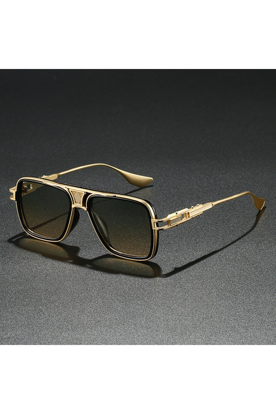 choice2 Gold Green Tea Luxury Sunglasses Men Punk Style Pop Street Fashion Co...