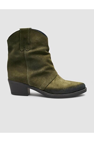 Cabani Genuine Suede Leather Green Women's Western Boots