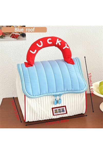 Choice3 حقيبة يد صغيرة لطيفة بنقشة كرتونية باللون الأزرق السماوي، مناسبة للفت...