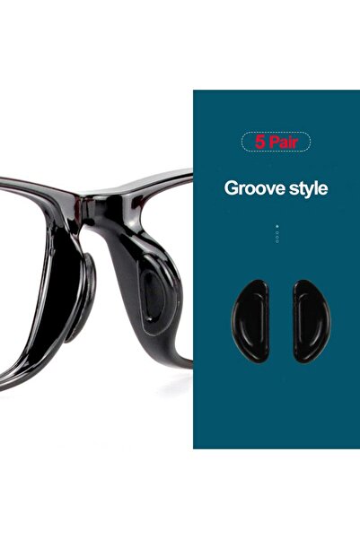 Choice 5 أزواج - أسود ذو أخدود، 2/5 أزواج/عبوات، وسادات أنف لاصقة للنظارات، م...