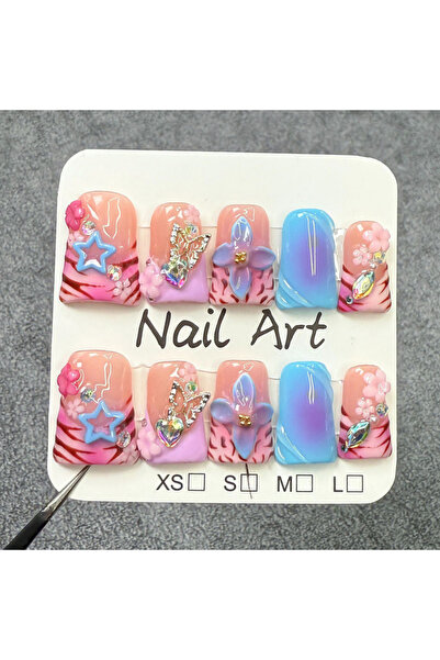 Choice7 مجموعة من 10 قطع من الأظافر الاصطناعية المصنوعة يدوياً على شكل منقار ...