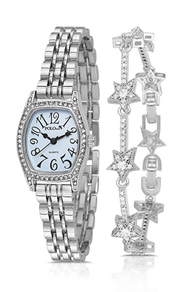 Polo Air Vintage Numerals Women Wristwatch Star Bracelet Combination Silver B...