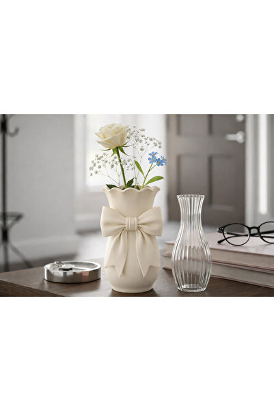 MİR STORE Decorative Vase with Bow Detail