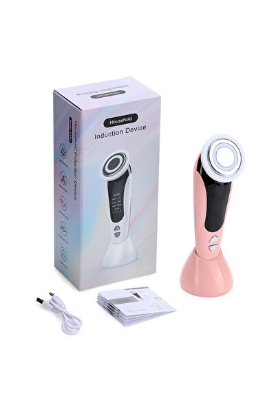 Choice جهاز تدليك الوجه الوردي 7 في 1، جهاز شد الوجه بتقنية EMS مع خاصية الاه...