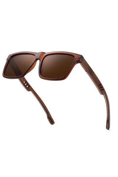 Choice3 Brown HU WOOD New High Quality Square Sunglasses For Men Polarized UV...