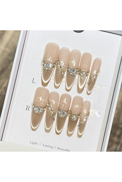 Choice1 10 قطع من أطراف الأظافر الصناعية الطويلة على شكل لوز مع لؤلؤة زهرة عي...