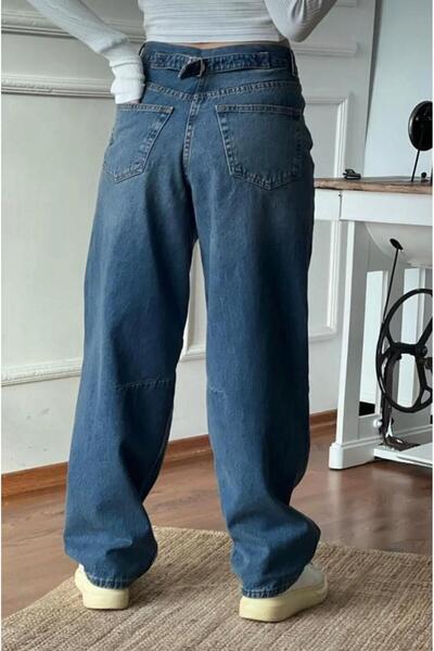 DENİM İN SHE Visok struk SALAŞ BAGGY STYLE EFEKT PRANIH TAMNOMOŽTEVASTIH ŽENS...