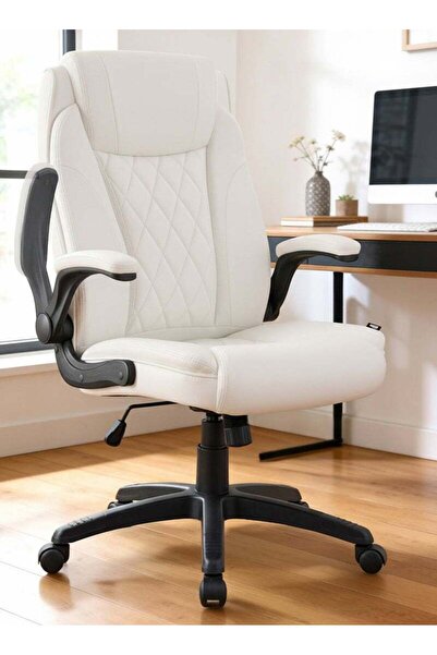 DROGO Ergonomic Leatherette Office Chair with Flip-Up Arms, Recline, Headrest...