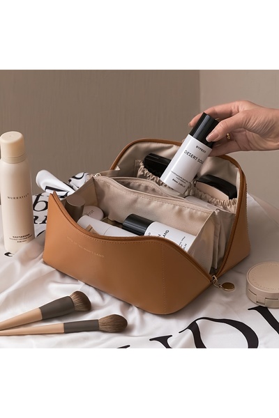 Choice منظم مكياج بني اللون - قطعة واحدة، حقيبة أدوات تجميل نسائية، حافظة مكي...