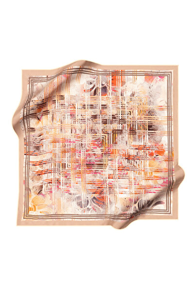 Pierre Cardin Beige 90X90 Silk Crepe Satin Scarf