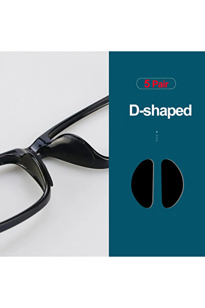 Choice5 ٥ أزواج - أسود على شكل حرف D، ٢/٥ أزواج/عبوات، وسادات أنف لاصقة للنظا...