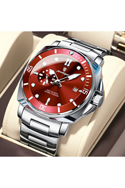Choice4 873 Silver Red Original Luxury Men's Watches Luminous Waterproof Date...
