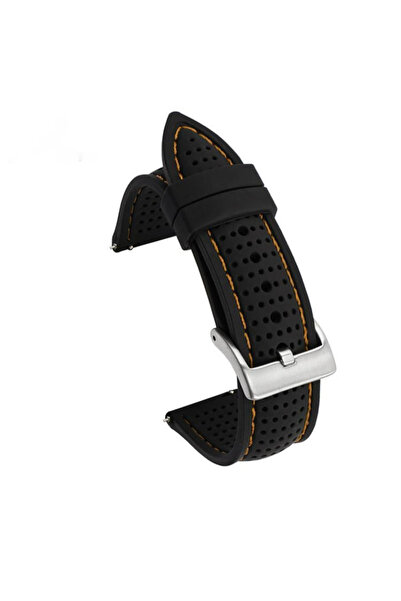 Choice15 22mm Black Orange Universal Breathable Silicone Sports Band For 18mm...