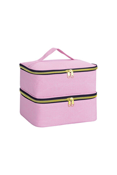 Choice5 Pink2 Nail Polish Organizer Handheld Double Layer CosmeticOrganizer T...