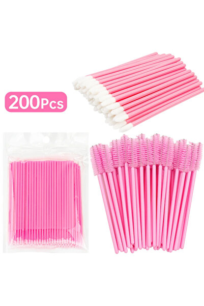 Choice8 A0133 pink 200 Pcs Disposable Crystal Makeup Brushes Tool Set Eyelash...