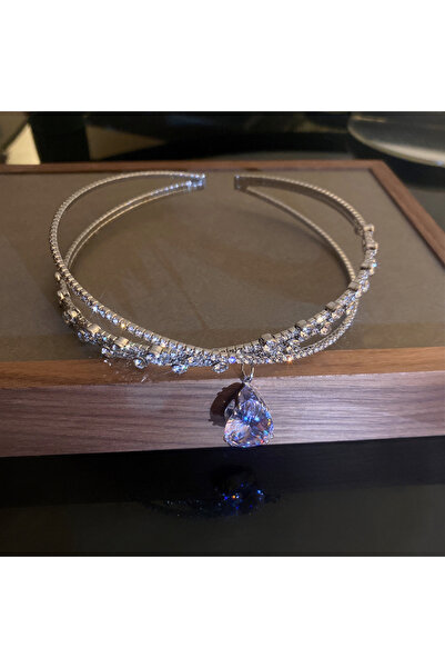 Choice5 HN552-1 Luxury Crystal Choker Necklace for Women Water Drop Pendant N...