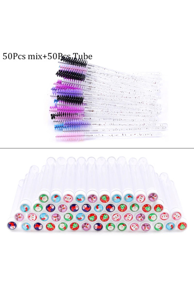 Choice9 Wool Fiber D mix and 50pcs Christmas Eyelash Brush Tubes With Lash Re...