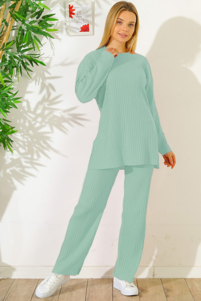 Maxi modena طقم ملابس منزلية مريح من قماش الإنترلوك المضلع