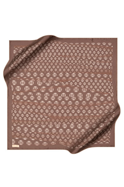 Pierre Cardin Dark Beige 90X90 Silk Crepe Satin Scarf