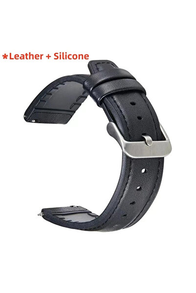 Choice11 جلد أسود عالمي مقاس 22 مم مع حزام سيليكون، متوافق مع سوار الجيل السا...