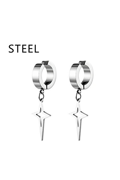 Choice16 I-Silver Ear Clip 1Pair Fashion Cross Pendant Ear Clip Non Piercing ...