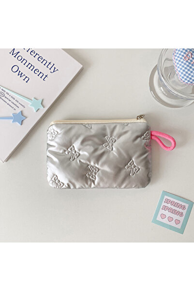 Choice4 ربطة عنق فضية، حقيبة مكياج فضية لامعة صغيرة محمولة، حقيبة حمل، سماعات...