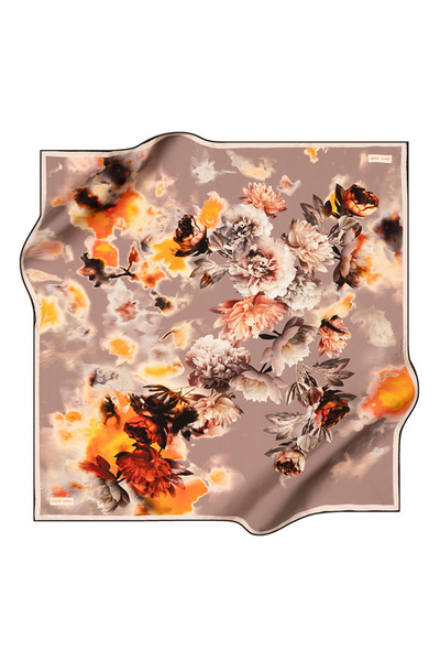 Pierre Cardin Brown 90X90 Silk Crepe Satin Scarf