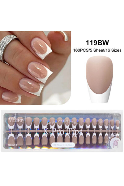 Choice4 Q57512-12 مجموعة أطراف أظافر جل فرنسية للضغط، 150/160 قطعة، لون وردي ...