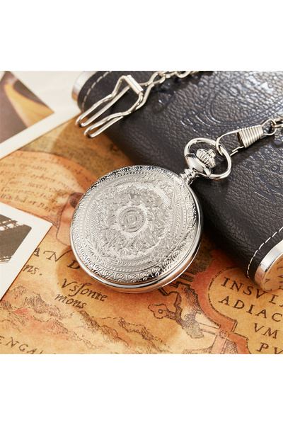 Choice3 Silver Antique Steampunk Vintage Roman Numerals Quartz Pket Watch Mul...