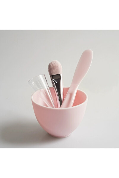 Choice11 Pink Set 1 3/4pcs Face Mask Brush Set Reusable Mask Mixing Bowl Faci...