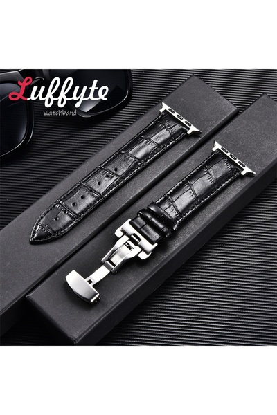 choice2 42mm 44mm 45mm 49mm black-S Bamboo Patterned Genuine Leather Strap fo...