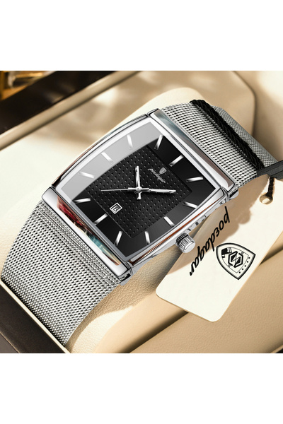 Choice6 885 Silver Black Top Luxury Men Watch Stainless Steel Mesh Date Water...