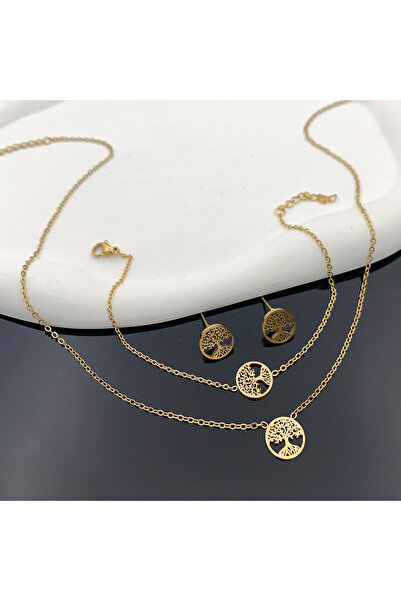 Choice 45cm Light Yellow Gold Color 4-piece Fashion Selling Ladies Stainless ...