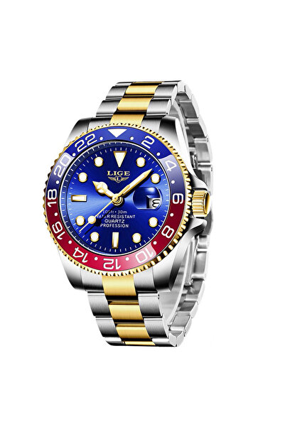 Choice6 LIGE gold blue red LIGE Top Original Men Quartz Watches Blue Waterpro...
