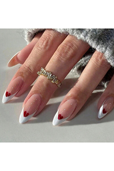 Choice أظافر خضراء زيتونية، 24 قطعة، على شكل لوز، بيضاء، تغطية كاملة، أظافر أ...