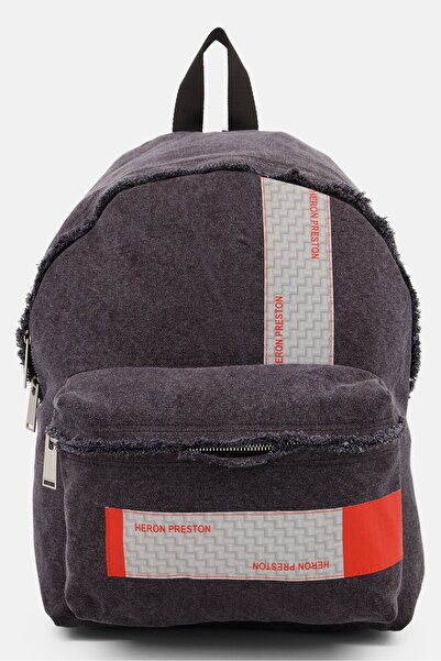 Heron Preston Men Brand Logo Denim Backpack 27 L x 37 H x 20 W cm, Black