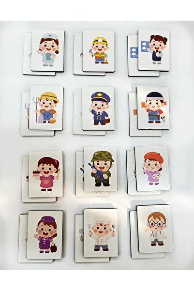 heptex Wooden Professions Matching Cards – Educational and Fun Learning Set