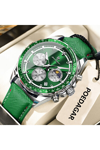 Choice 879 Silver Green Original Fashion Men Clock Luminous Waterproof Chrono...