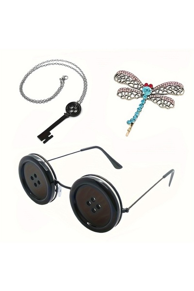 Choice 3PCS 3pcs Movie Coraline Necklace Green Seeing Stone Pendant Necklace ...