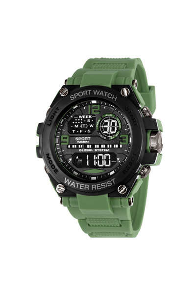 Choice5 ساعة يد إلكترونية رياضية عصرية خضراء مقاومة للماء، مزودة بساعة توقيت،...