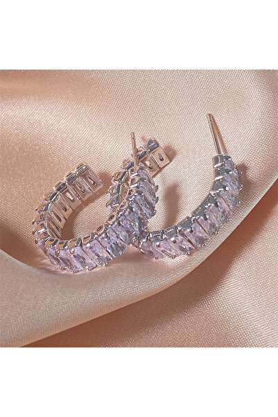 Choice1 Silver Color Fashion Geometric Rectangle Zircon Stud Earrings Set For...