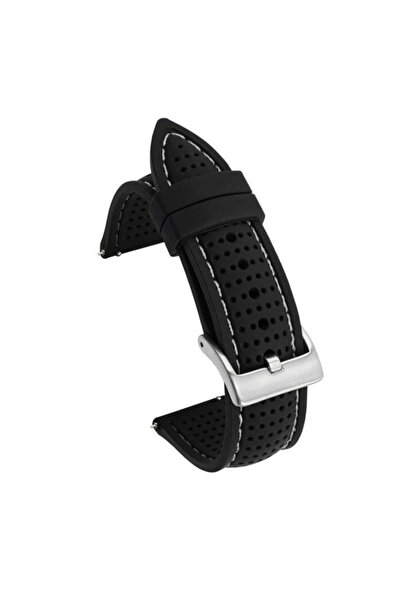 Choice16 20mm Black White Universal Breathable Silicone Sports Band For 18mm ...