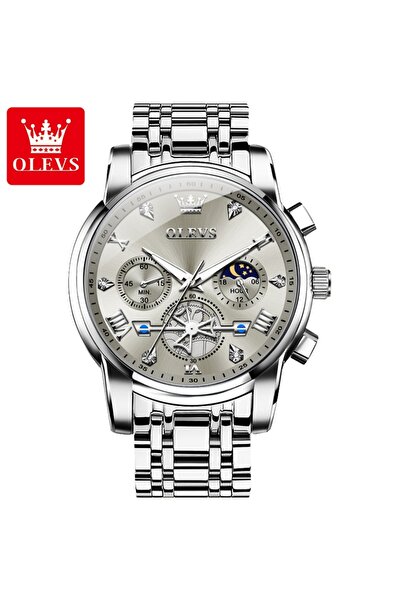 Choice8 ساعة رجالية جديدة من أوليفز، موديل 2856، لون رمادي فضي، كلاسيكية متعد...