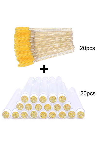 choice2 A0035-20PCS yellow 20Pcs Eyelash Brush With 20Pcs Containers Dust-pro...