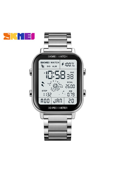 Choice3 ساعة سكيمي الفضية 1888 للرجال، ساعة رياضية إلكترونية مقاومة للماء، سا...