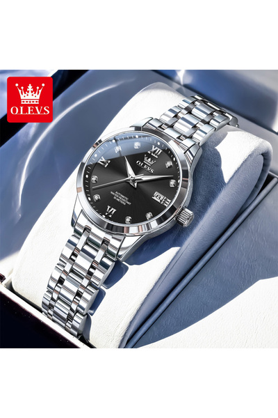 Choice Silver Black OLEVS 9946 Automatic Woman Watch Auto Date Waterproof Lum...