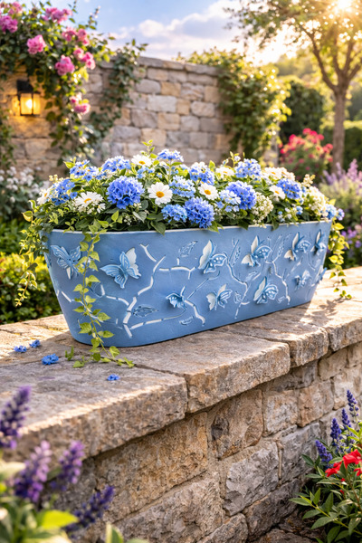 Binbirreyon Kelebekli 3D Saksı 47cm Balkon Saksı Uzun 47x16,5x14,5cm AH095R