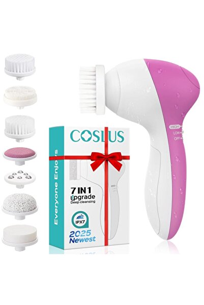 Choice3 7pcs PINK Electric 5-in-1 Facial Cleansing Brush, Multi-functional Ro...