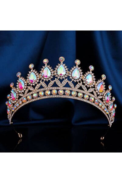 Choice14 Gold AB Luxury Wedding Bridal Tiara Crown Crystal Diadem High-End Wo...